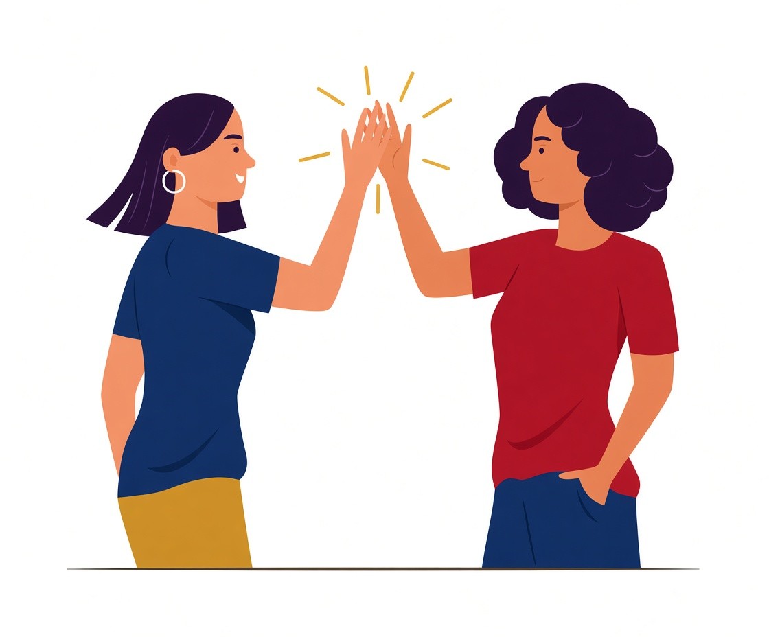 Twee mensen die elkaar een high-five geven — een mijlpaal vieren in het stopproces